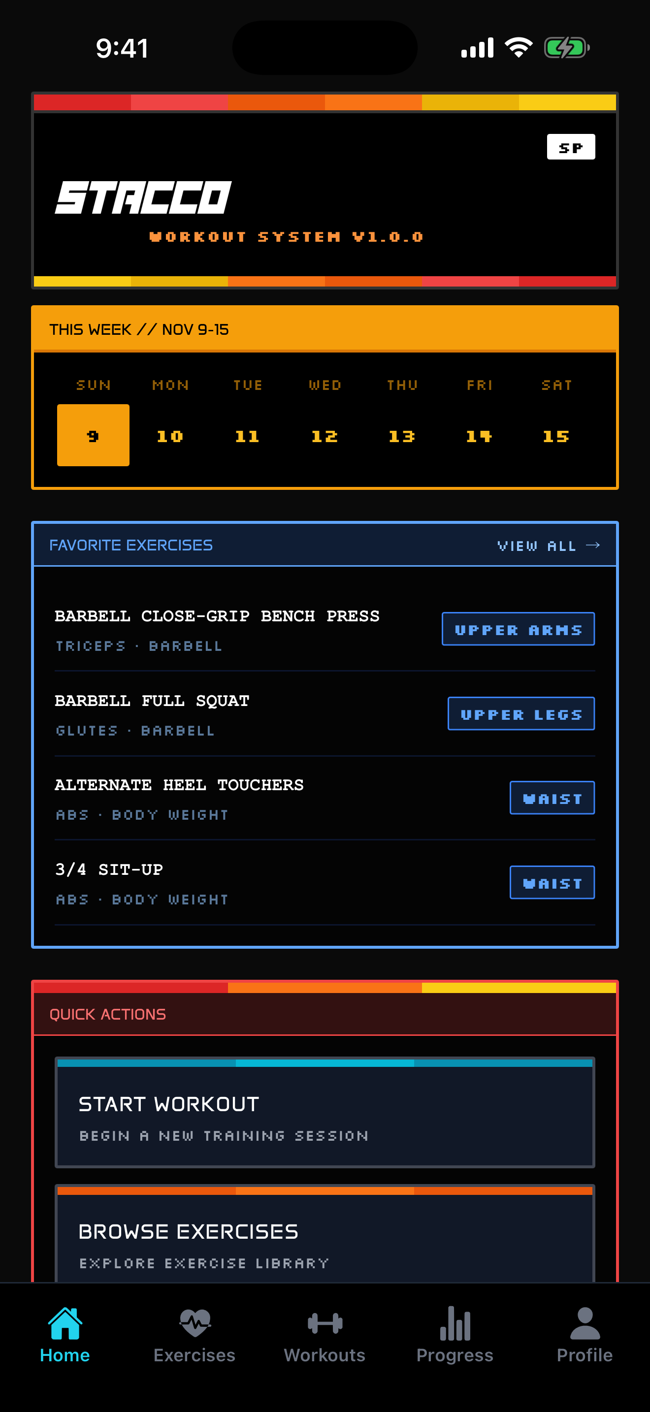 Stacco App Home Screen